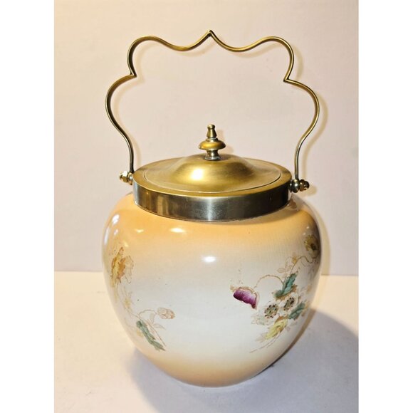 19th C. Crown Devon Ware Biscuit Jar S F & Co England - Picture 5 of 6